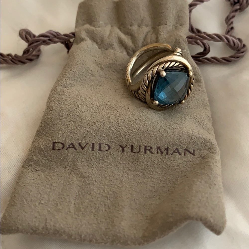 David Yurman Blue Topaz infinity ring